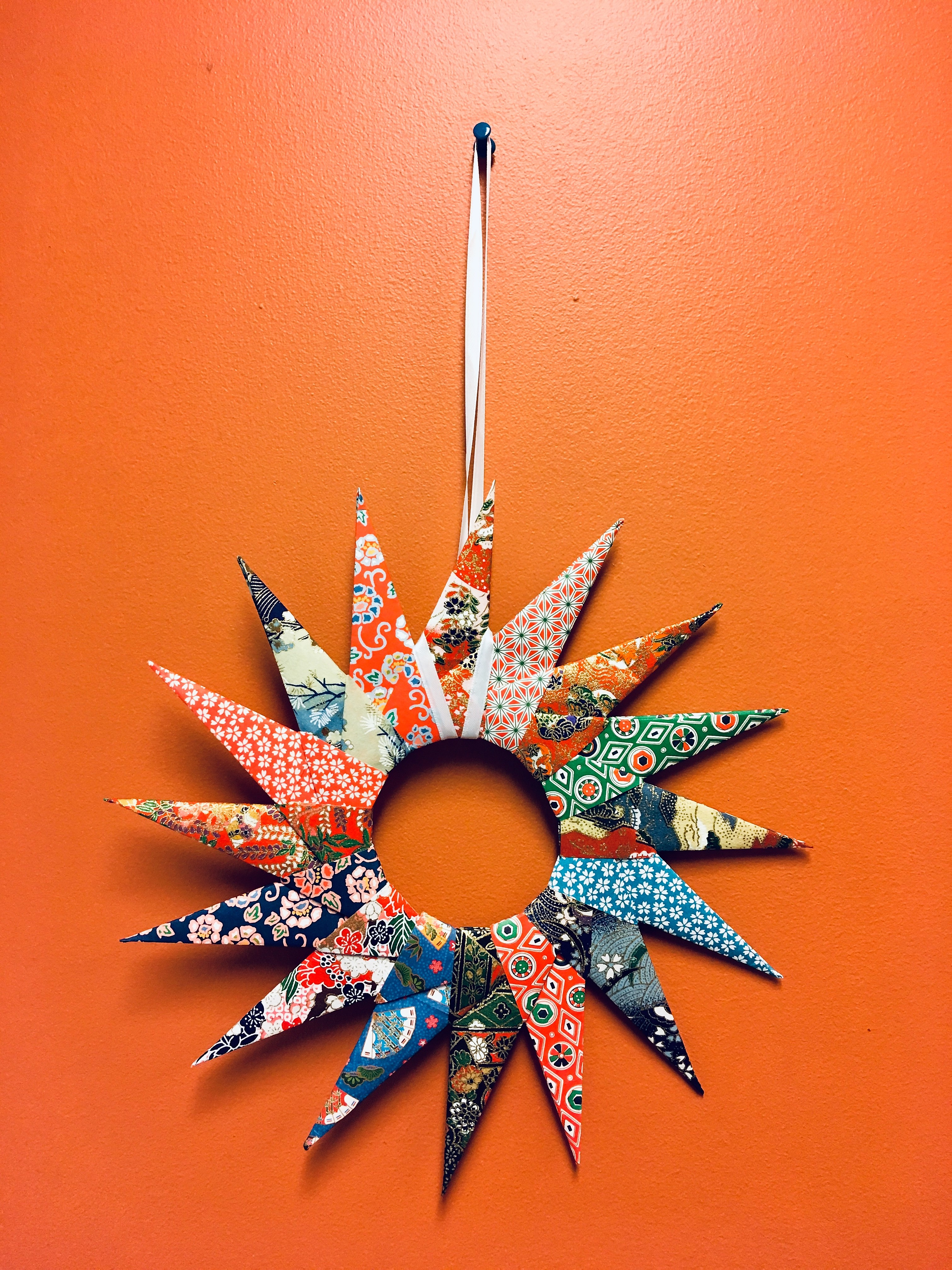 Origami wreath Medfield Public Library